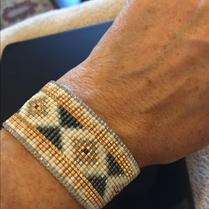 Handcrafted bead loomed adjustable bracelet